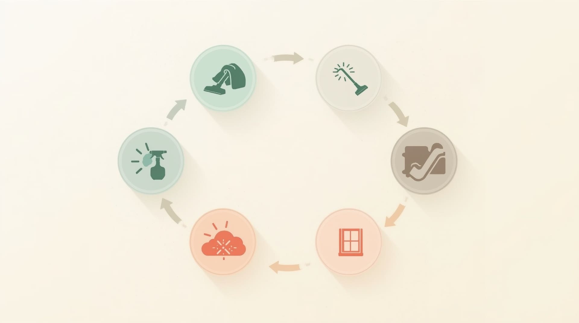 Step by step deep clean mattress process illustrated as circular icon flow
