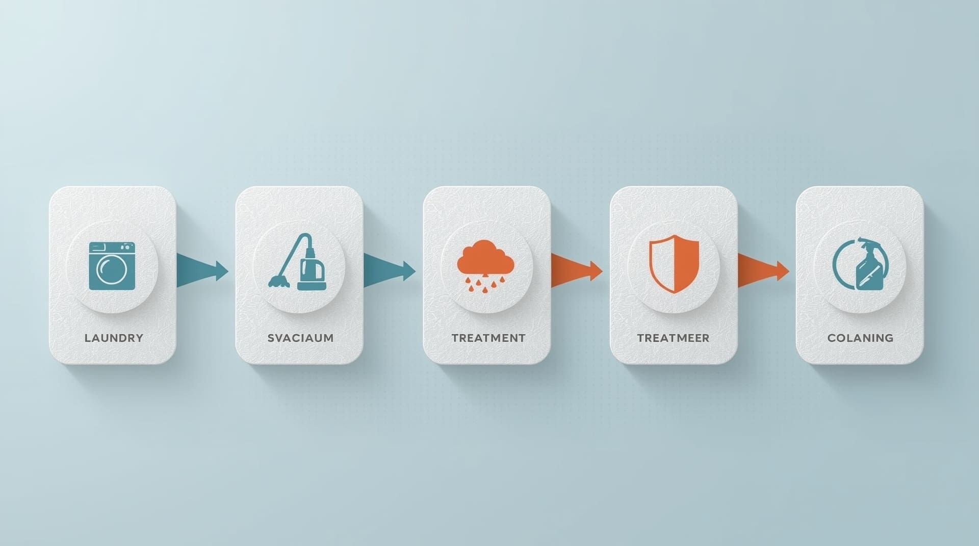 Step-by-step dust mite removal process infographic showing five mattress cleaning stages